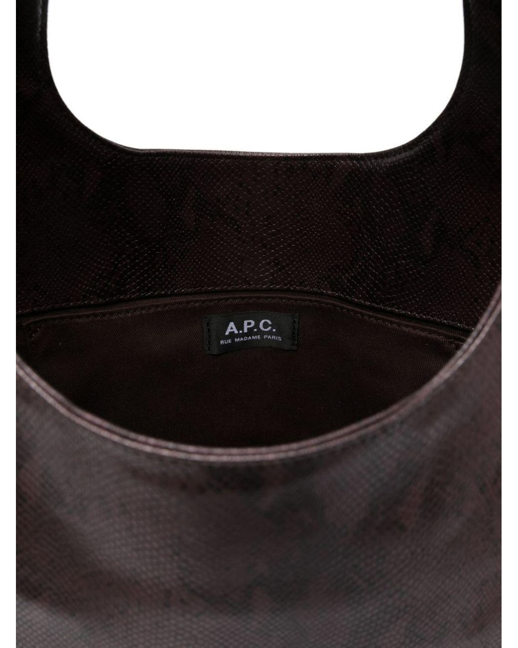 A.P.C. Ninon Snakeskin Effect Tote Bag in Black Lyst