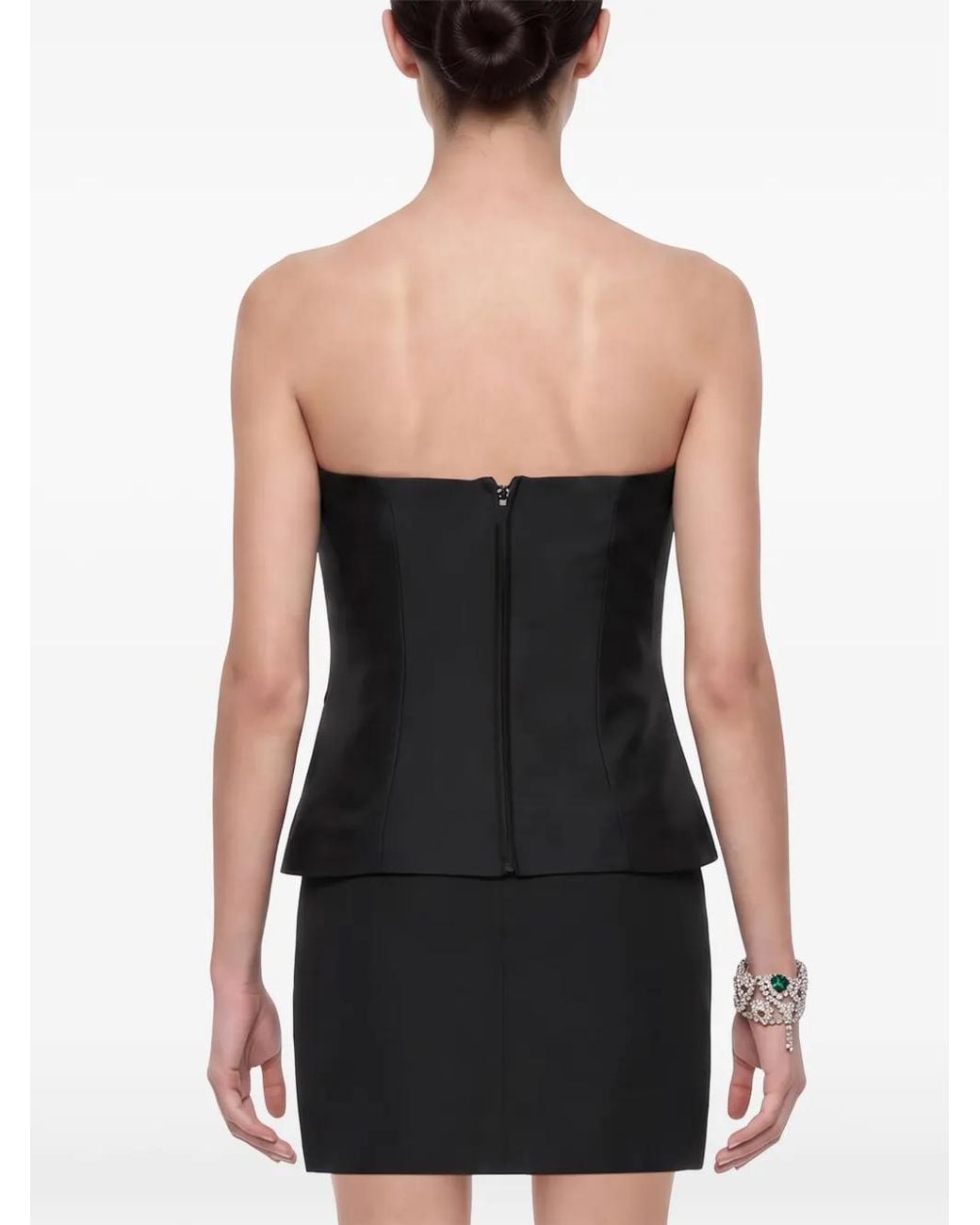 Roland Mouret Black Bustier Crop À Design Plissé