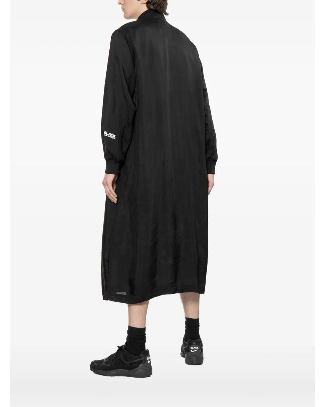 COMME DES GARÇON BLACK Black Logo-Print See-Through Coat