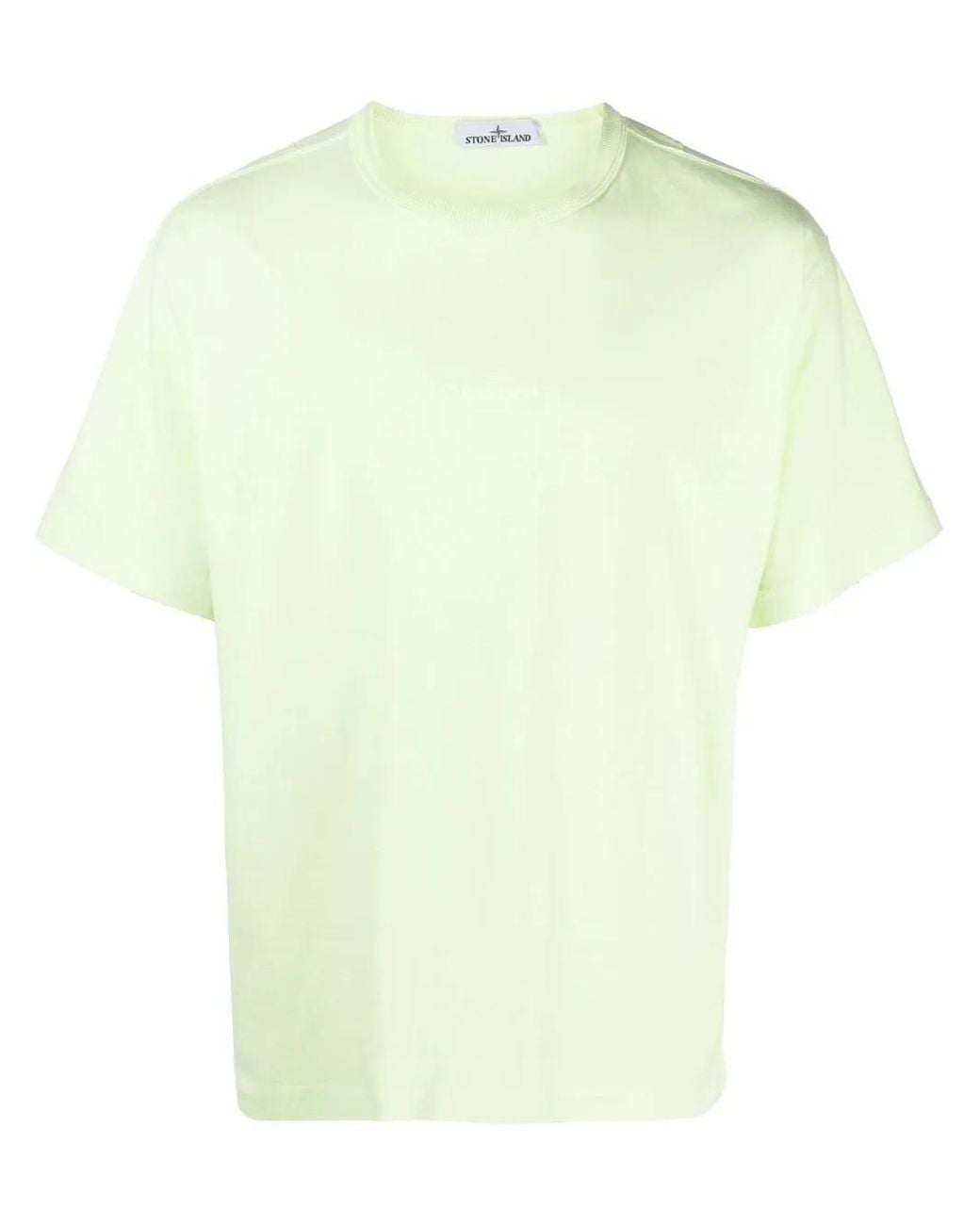Stone Island Yellow Embroidered-Logo Detail T-Shirt for men