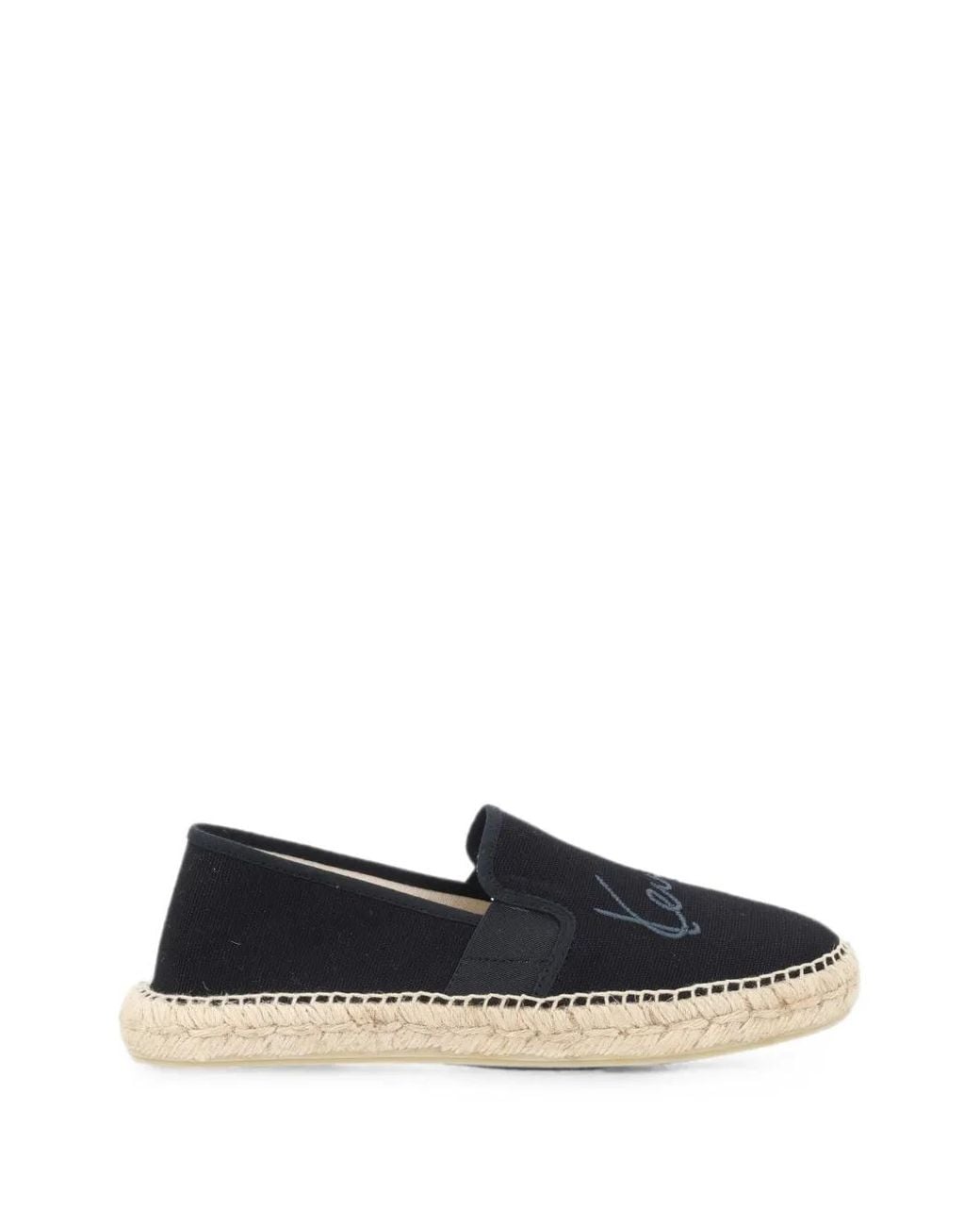 KENZO Blue Logo-Embroidered Canvas Espadrilles
