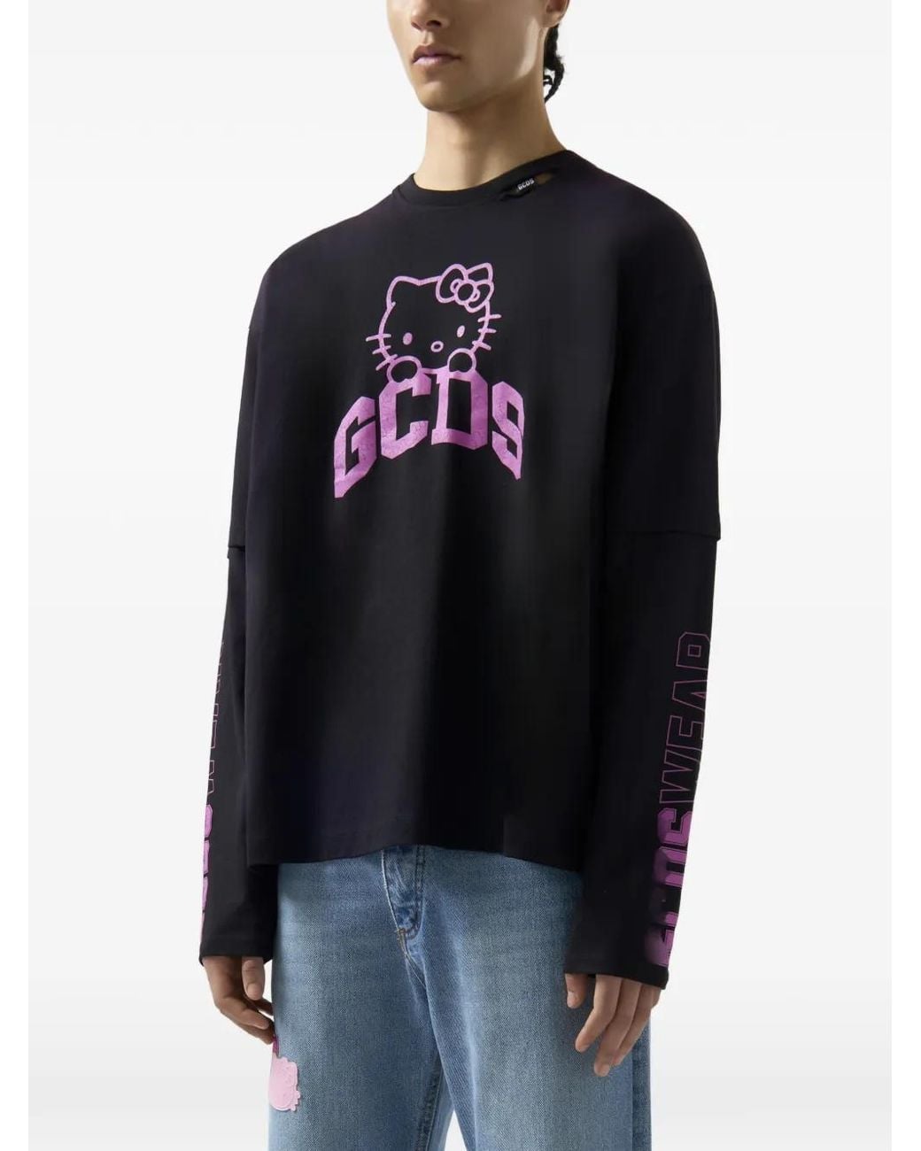 Gcds Black X Hello Kitty Long-Sleeve T-Shirt for men