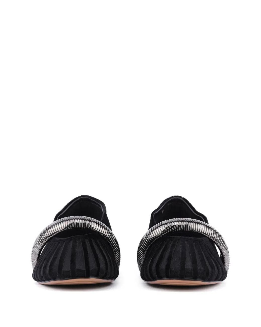 Lola Cruz Black Alexa Striped Ballet Flats