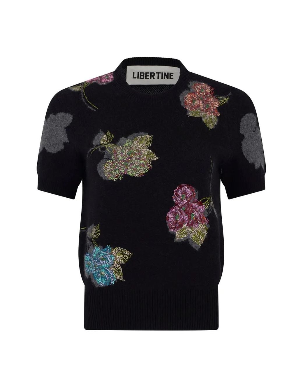 Libertine Black Primrose Shadows Short-Sleeve Knitted Top