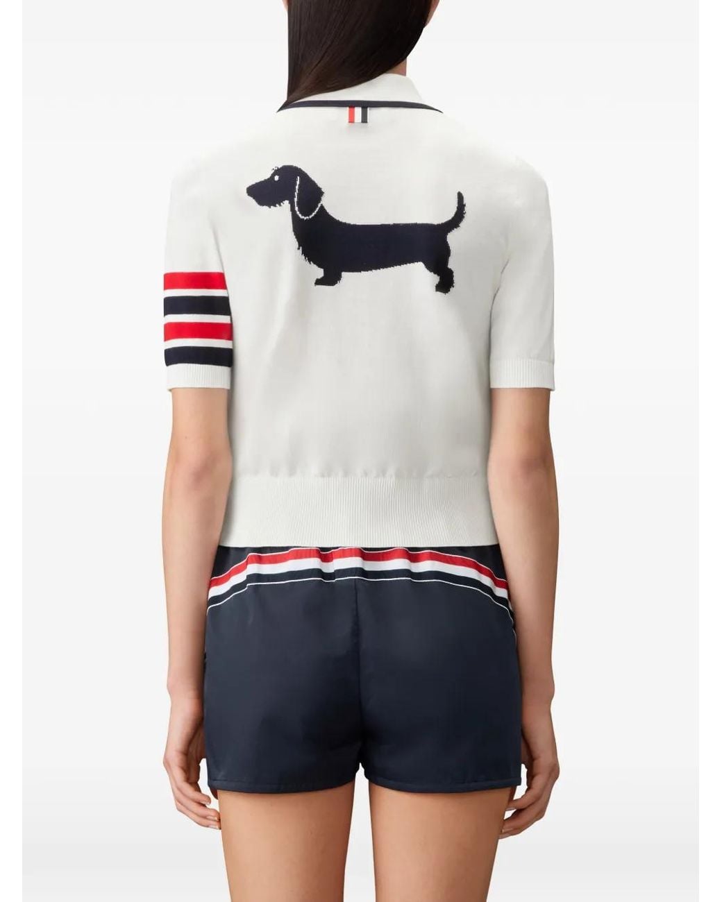 Thom Browne White Hector Intarsia Polo