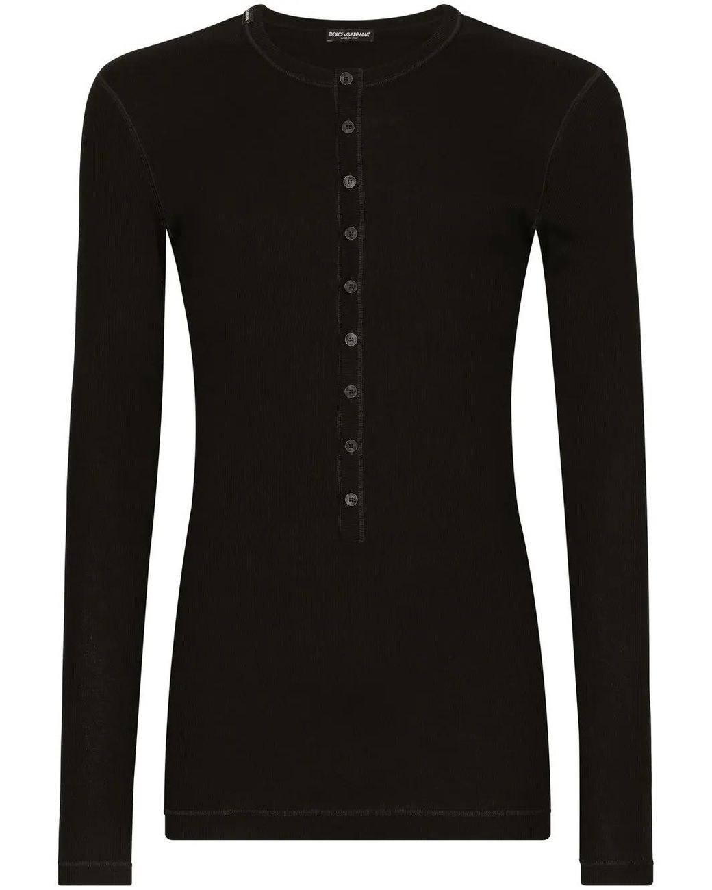 Dolce & Gabbana Black Fine-Rib Cotton T-Shirt for men
