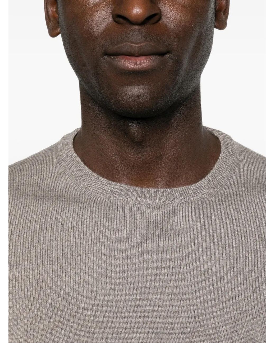 Gran Sasso Gray Crew-Neck Long-Sleeve Sweater for men
