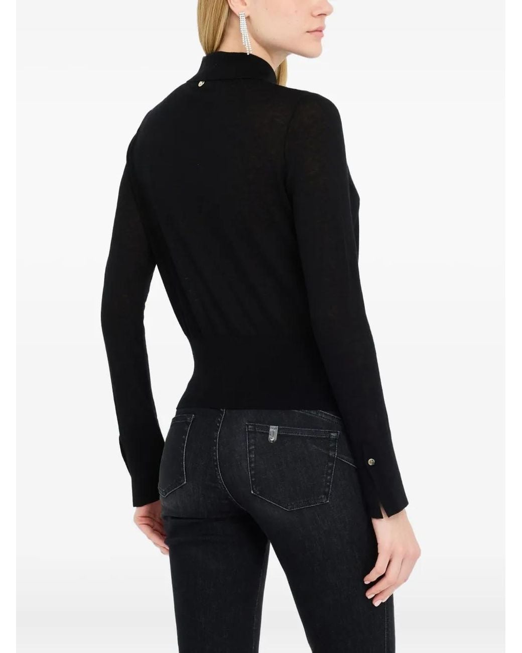Liu Jo Black Polo-Neck Ribbed Sweater