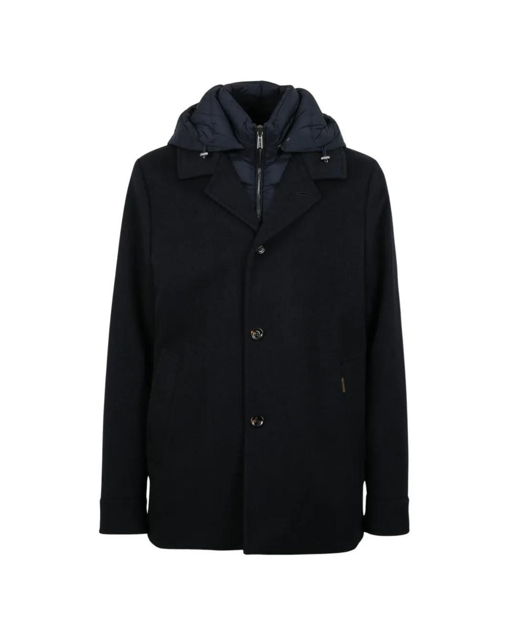 Moorer Black Barolo Hooded Coat for men
