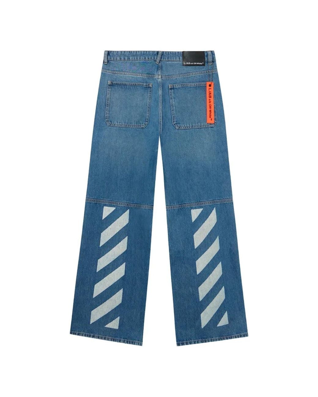 LAB C.O. OFF WHITE Blue Diagonal Wide-Leg Jeans for men