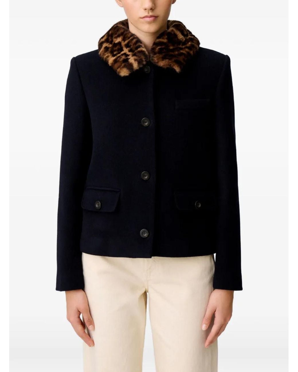 Claudie Pierlot Black Short Wool Blend Coat