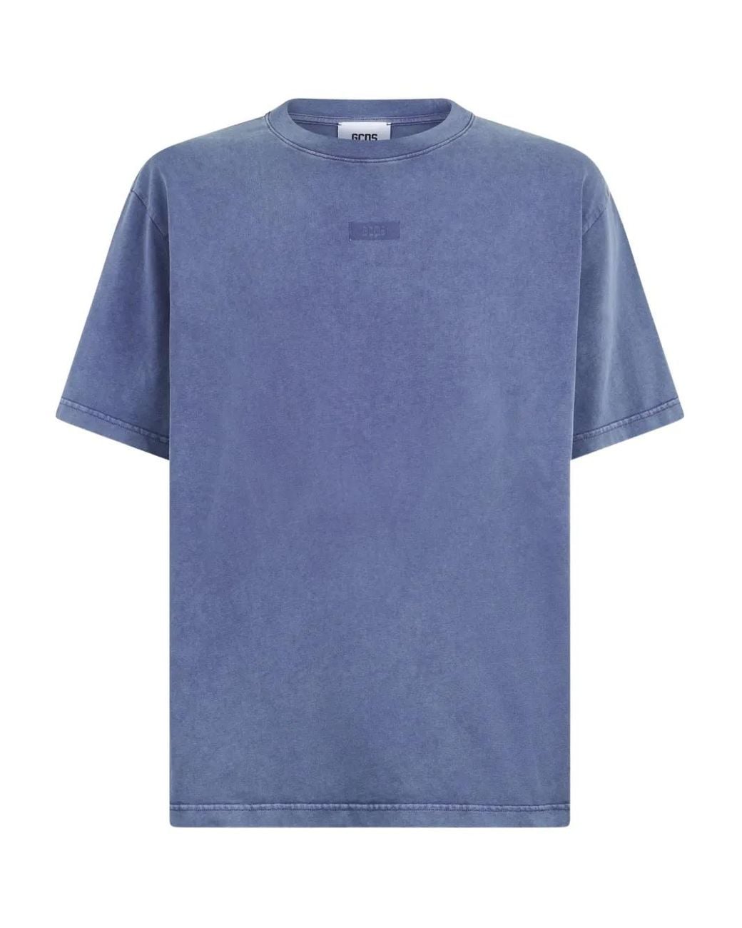 Gcds Blue Stone-Washed T-Shirt for men