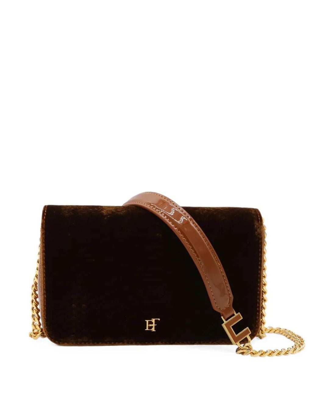 Elisabetta Franchi Black Logo-Plaque Chain-Link Shoulder Bag