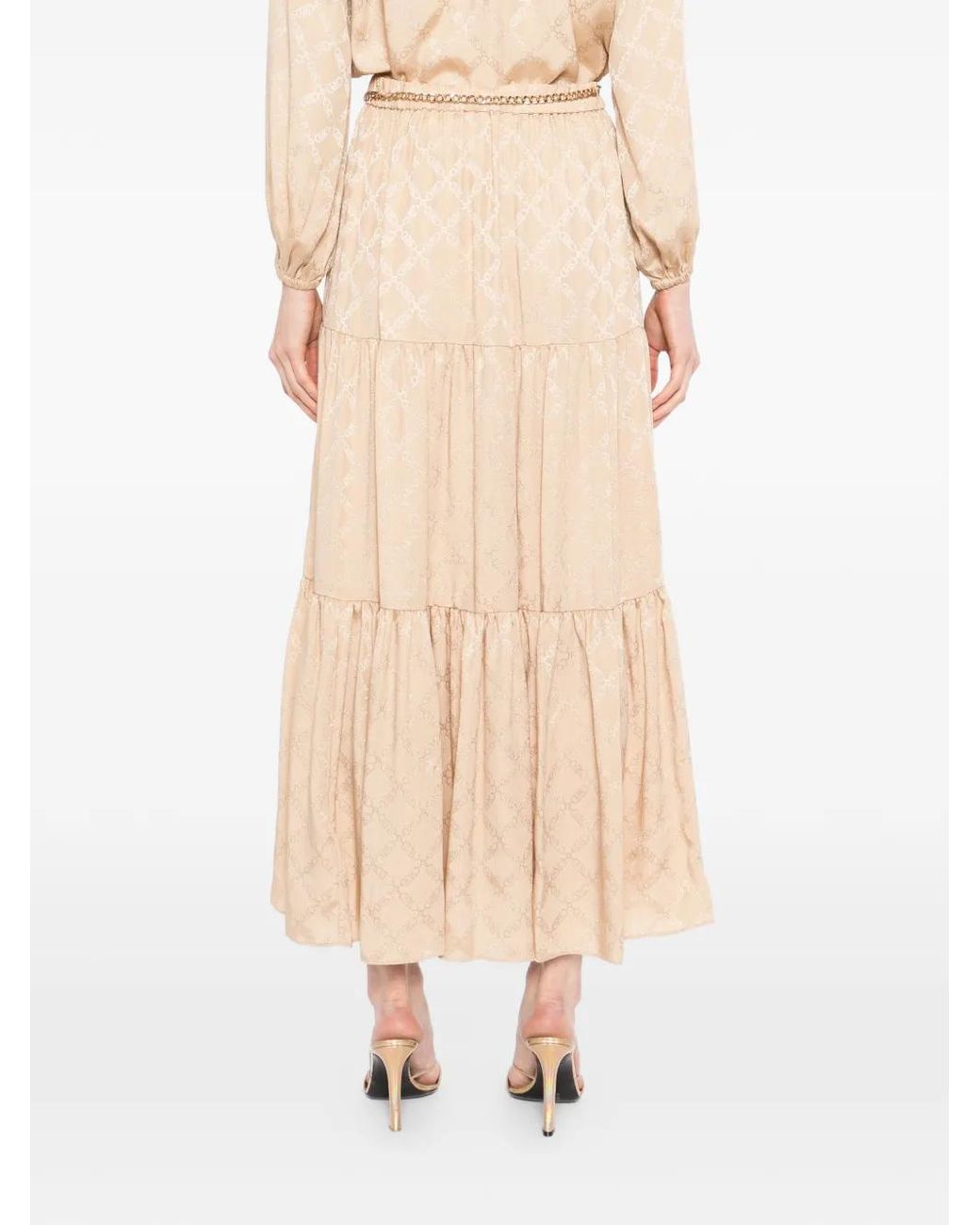 Michael Kors Natural Monogram Maxi Skirt