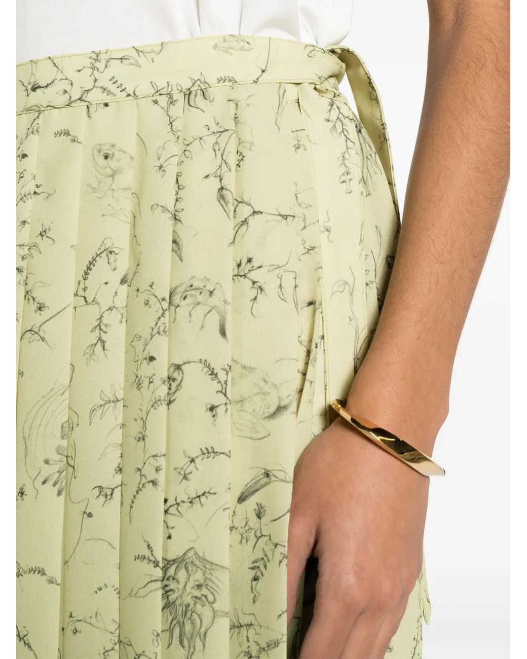 Fabiana Filippi Green Printed Pleated Chiffon Wrap Skirt