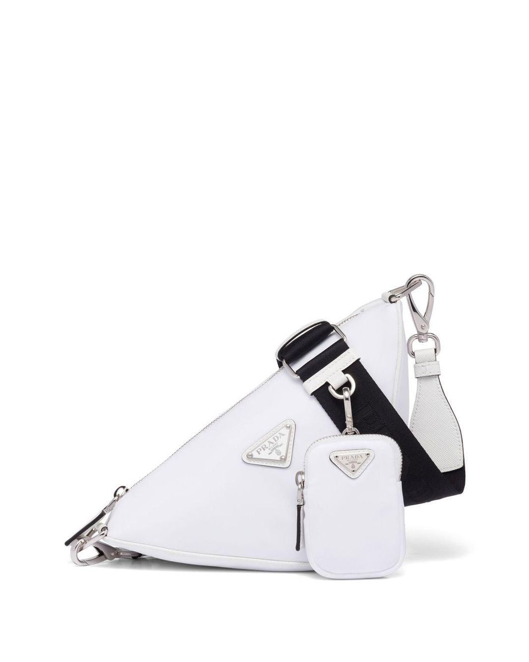 Prada Triangle Re-nylon Shoulder Bag in White