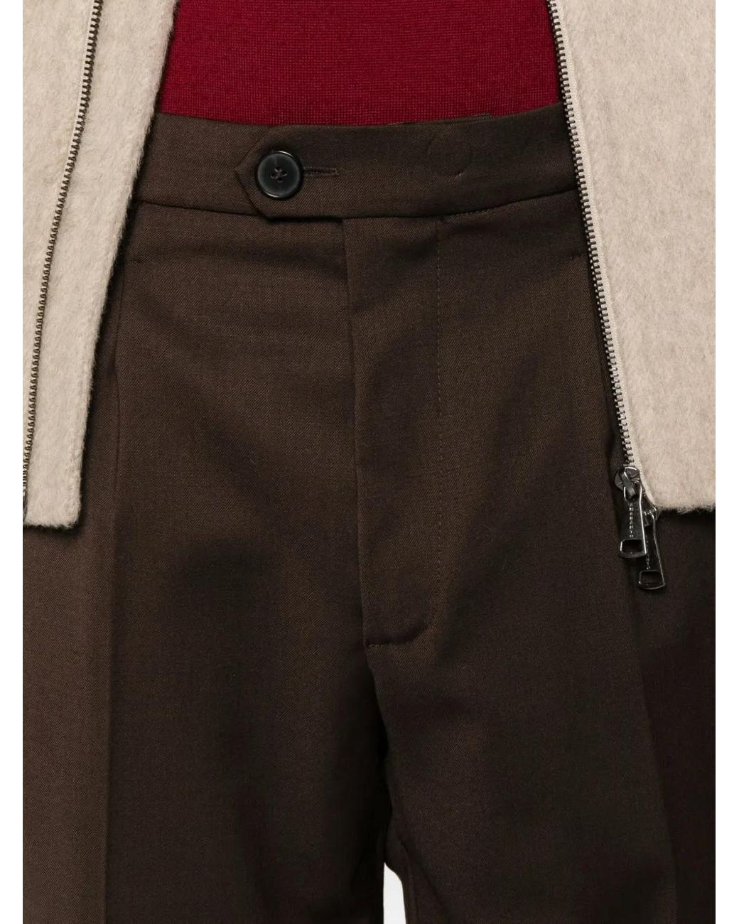 Amaranto Brown Pressed-Crease Trousers for men