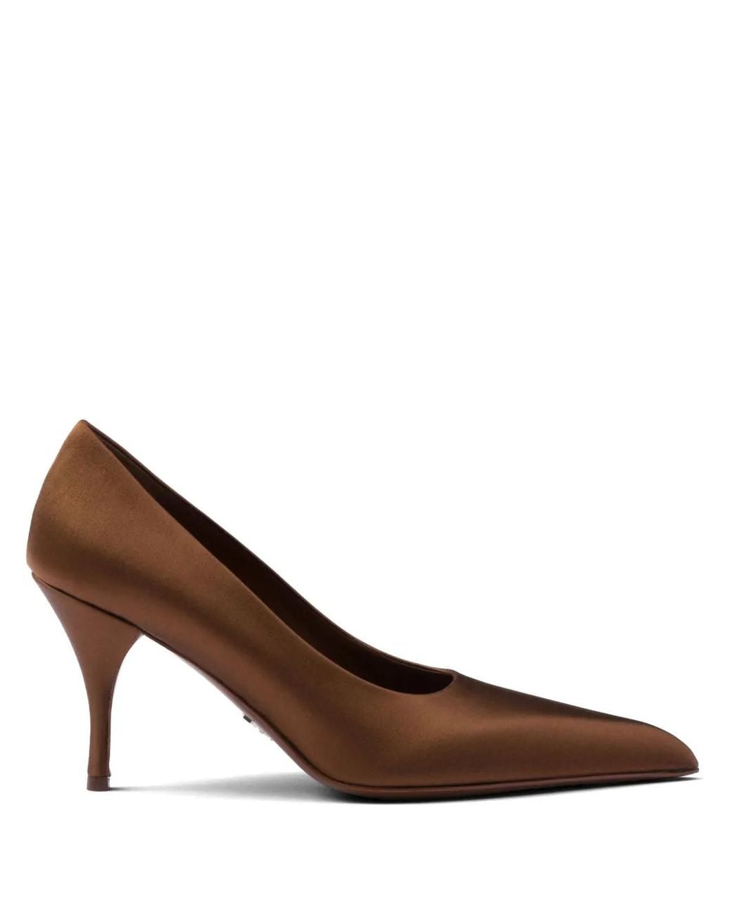 Prada Brown 85Mm Satin Pumps