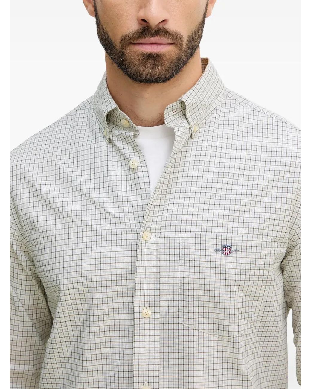 Gant Gray Checked Oxford Shirt for men