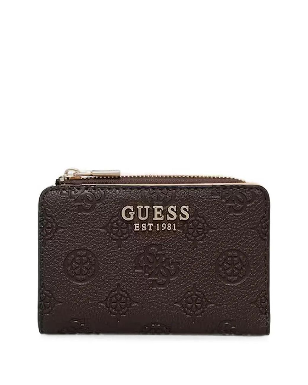 Guess Brown Logo-Embossed Zip-Around Wallet