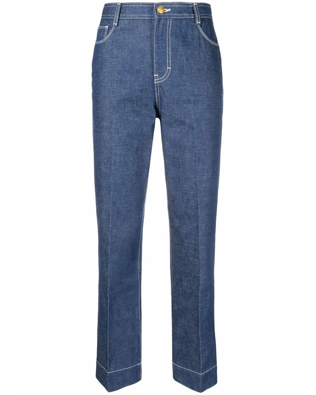 Tory Burch Blue Straight-Leg Denim Jeans