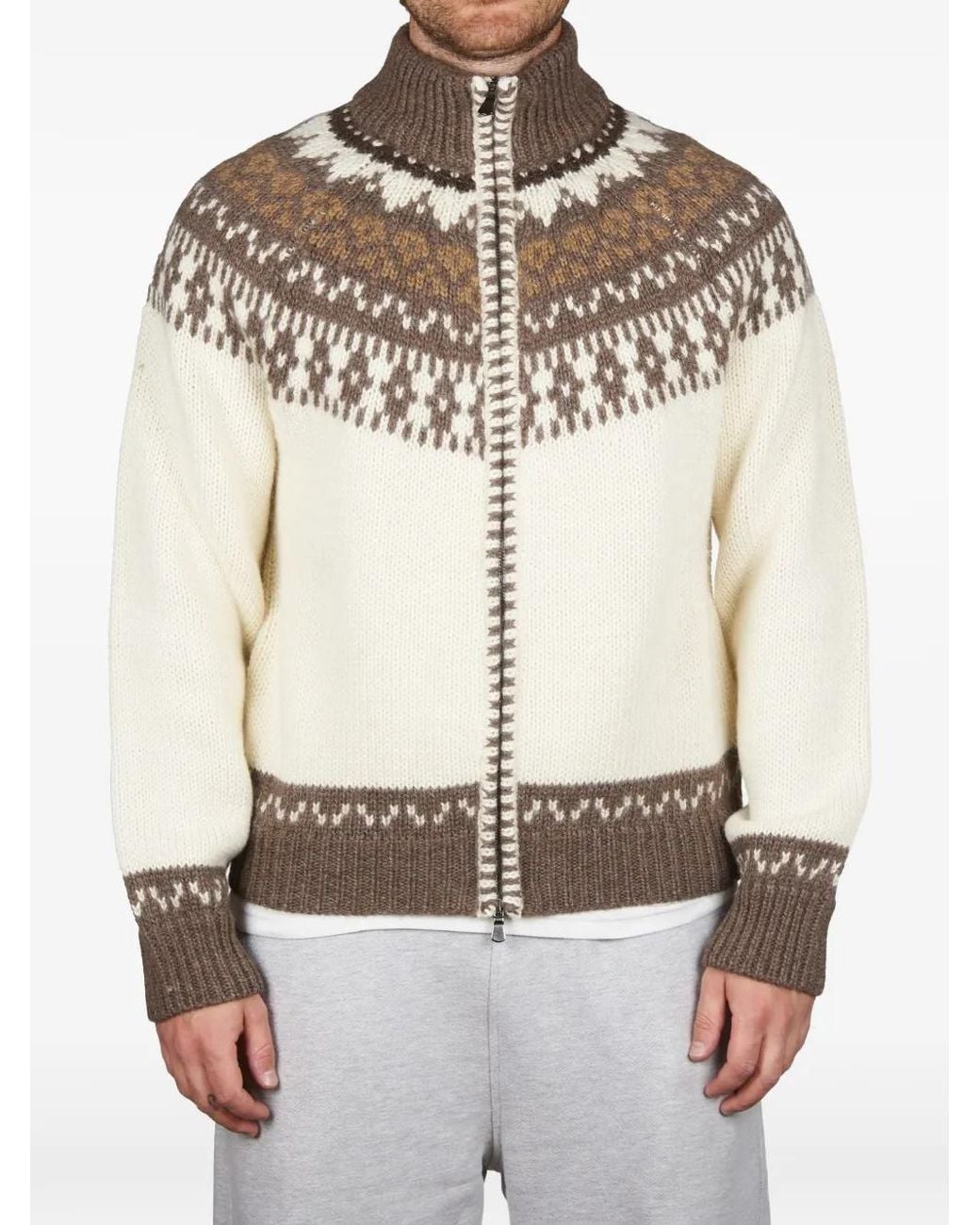 Altea Metallic Fair Isle Zip-Up Cardigan for men