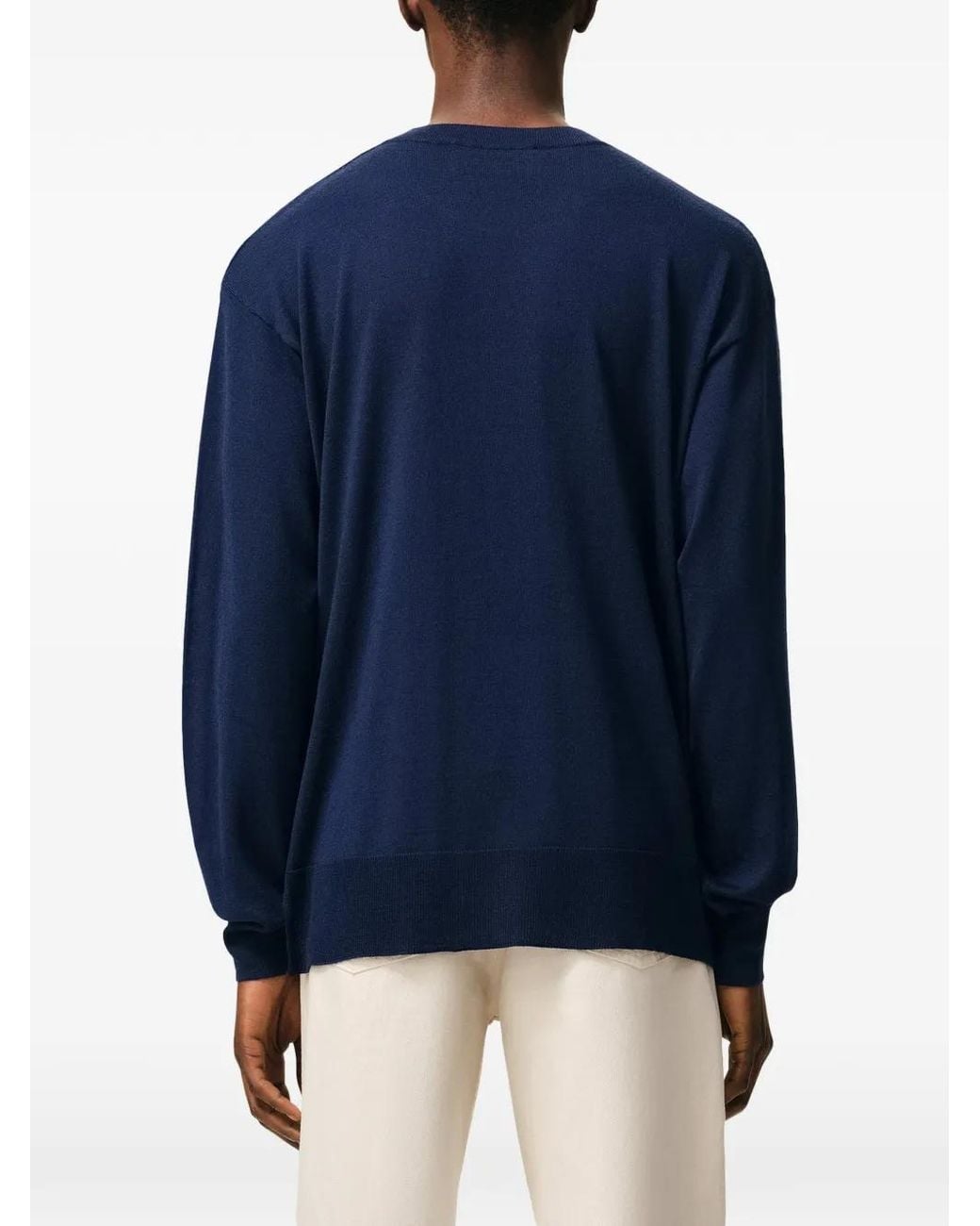 AMI Blue Wool Silk Crewneck Sweater Adc