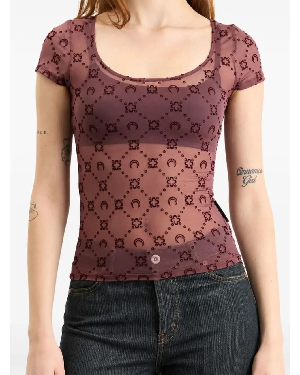 MARINE SERRE Purple Scoop Neck Top