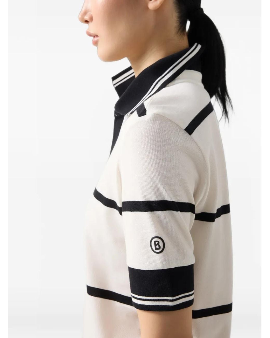 Bogner White Jessi Striped Polo Shirt