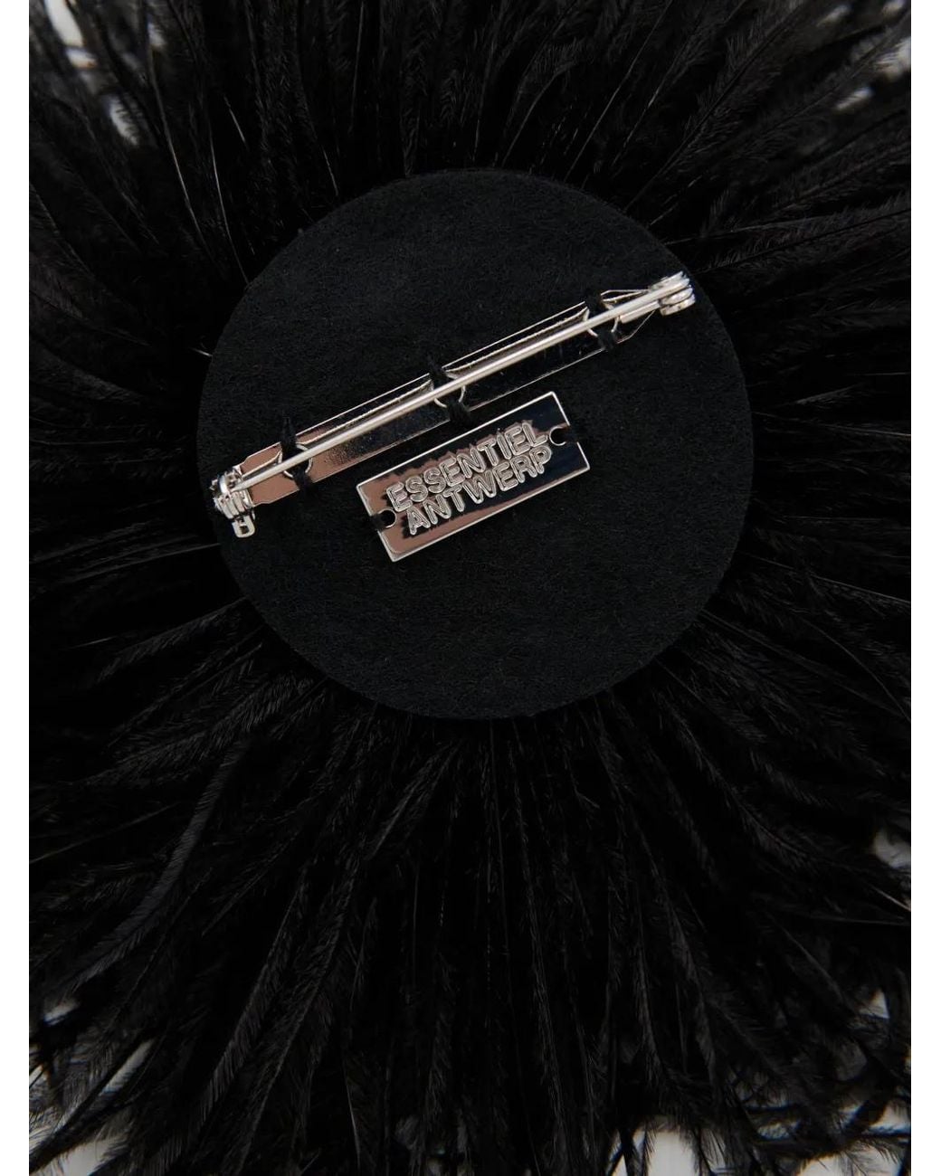 Essentiel Antwerp Kurdy Ostrich-Feather Brooch in Black | Lyst