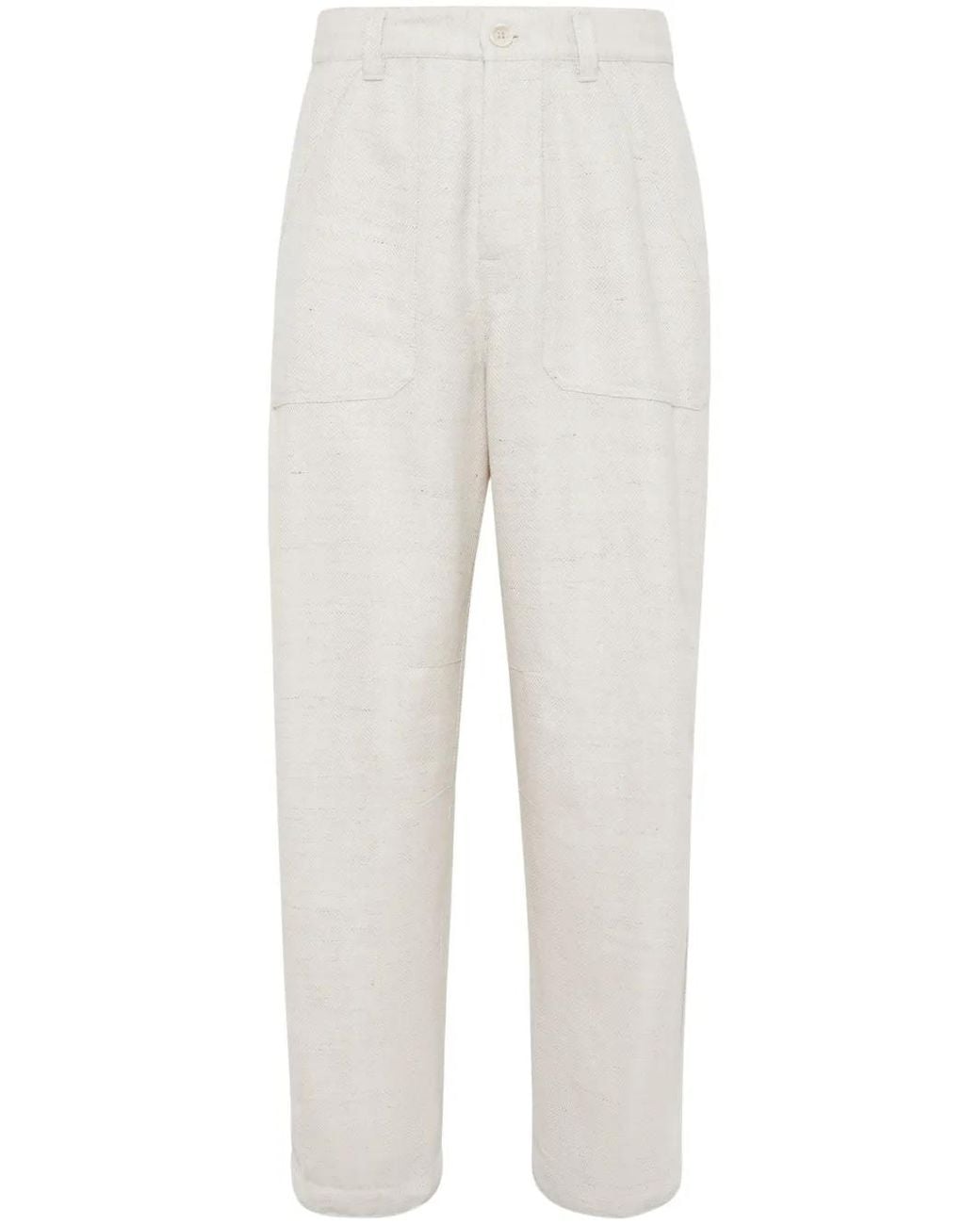 Brunello Cucinelli White Tapered-leg Trousers for men