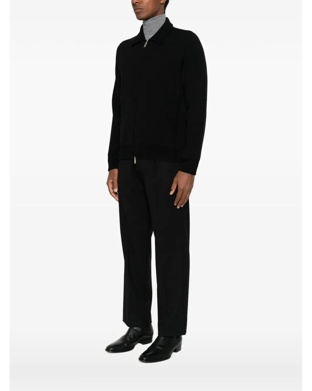Lardini Black Zip-Up Knitted Jacket for men