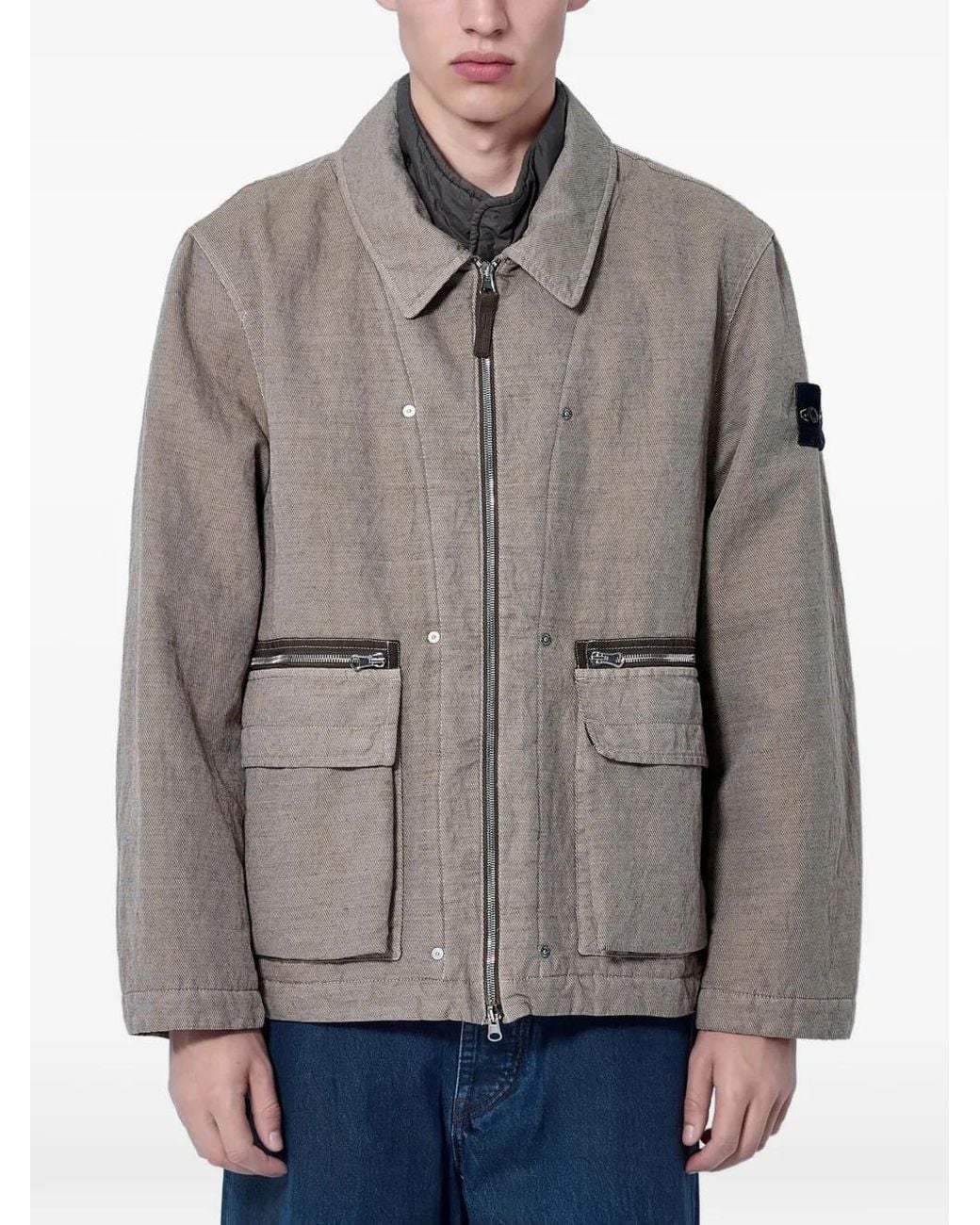Stone Island Gray 4100043 Diagonal Cotton Wool-Tc Jacket for men
