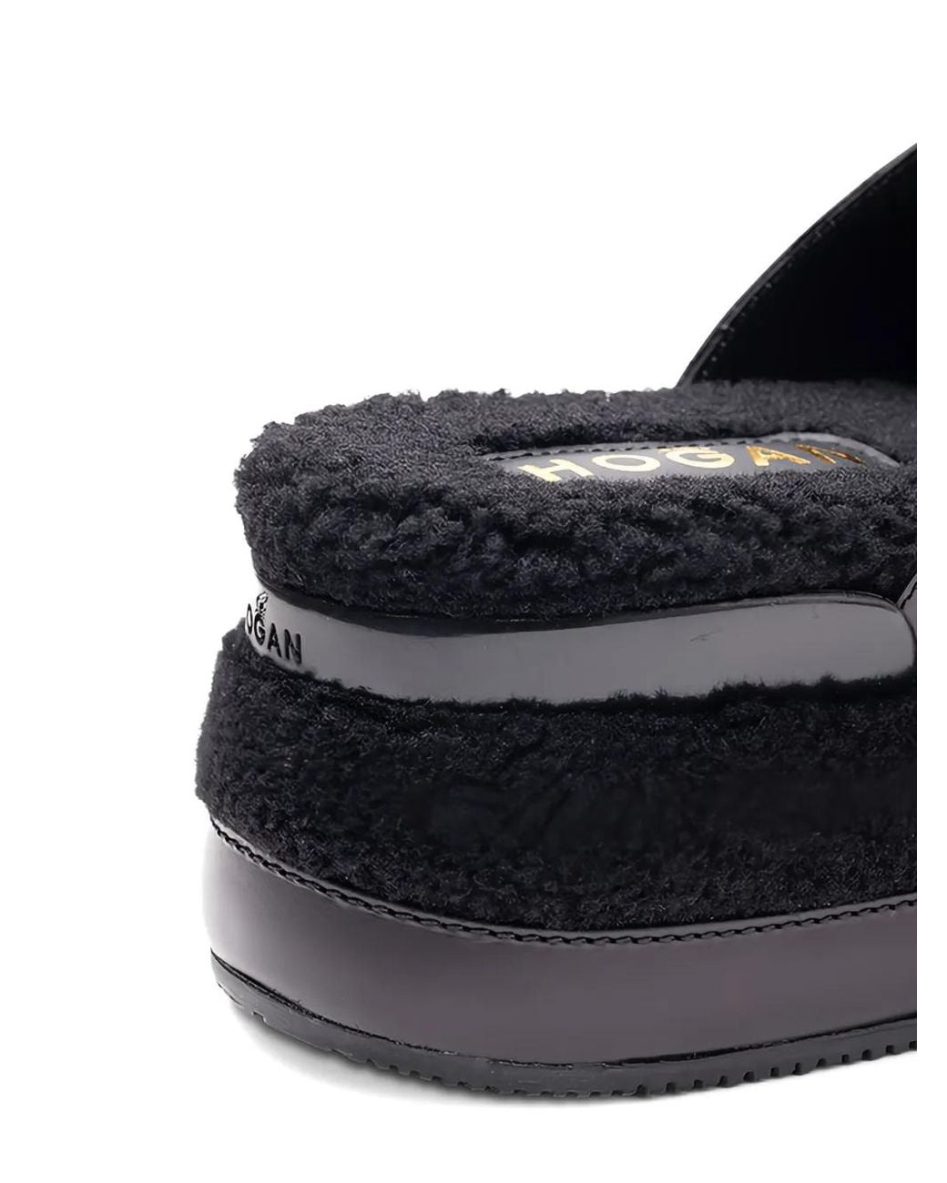 Hogan Black H466 Platform Lace-Up Mules
