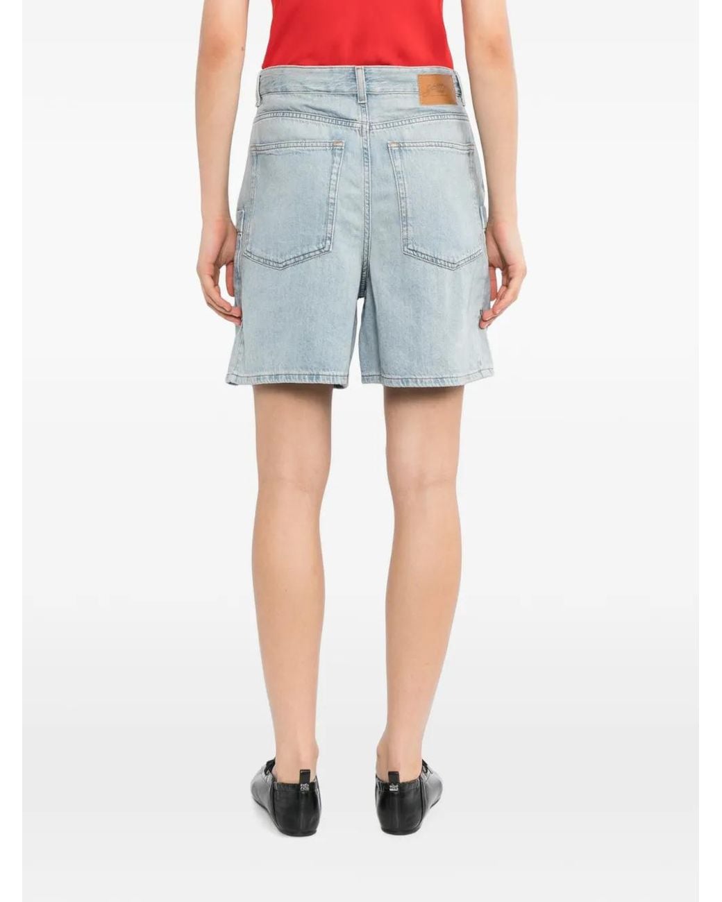 Ganni Blue Patch-Pocket Denim Shorts