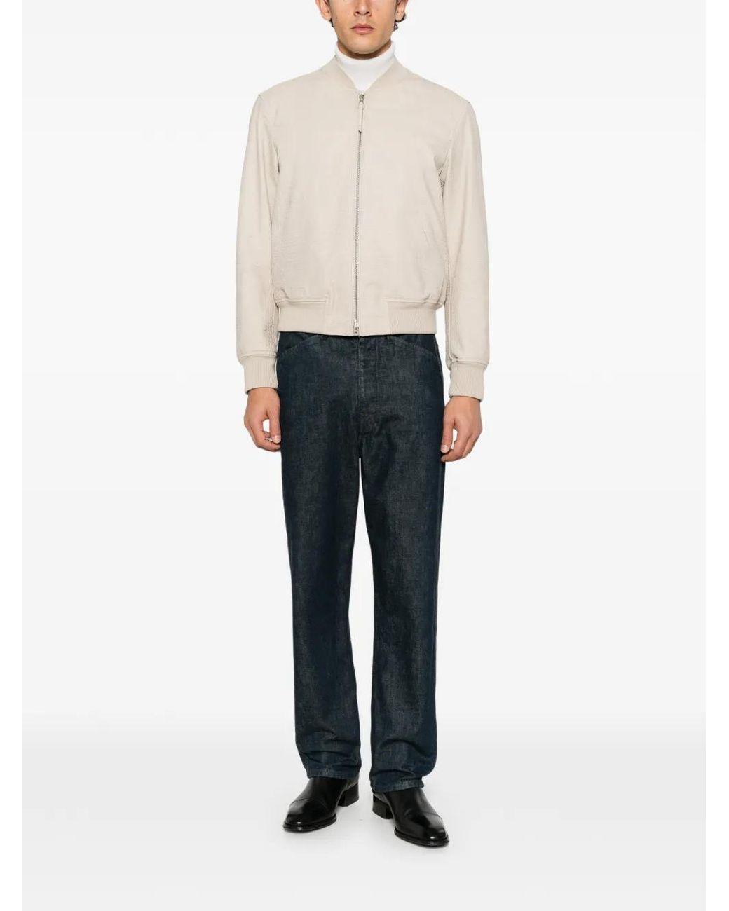 Tom Ford White Crocodile-Embossed Bomber Jacket for men