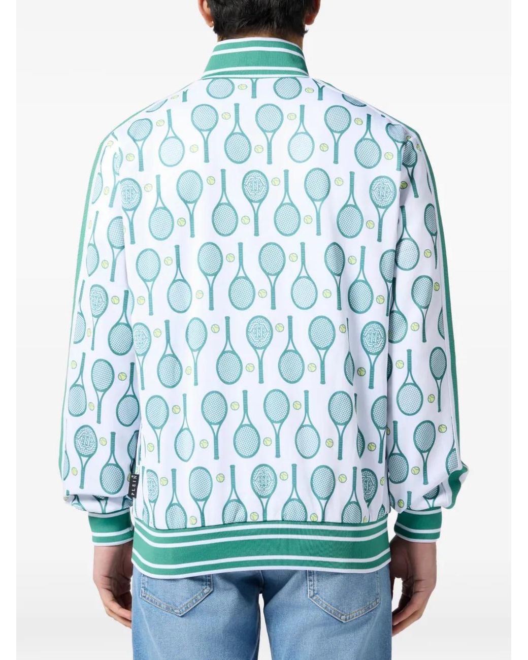 Philipp Plein Blue Tennis-Print Track Jacket for men