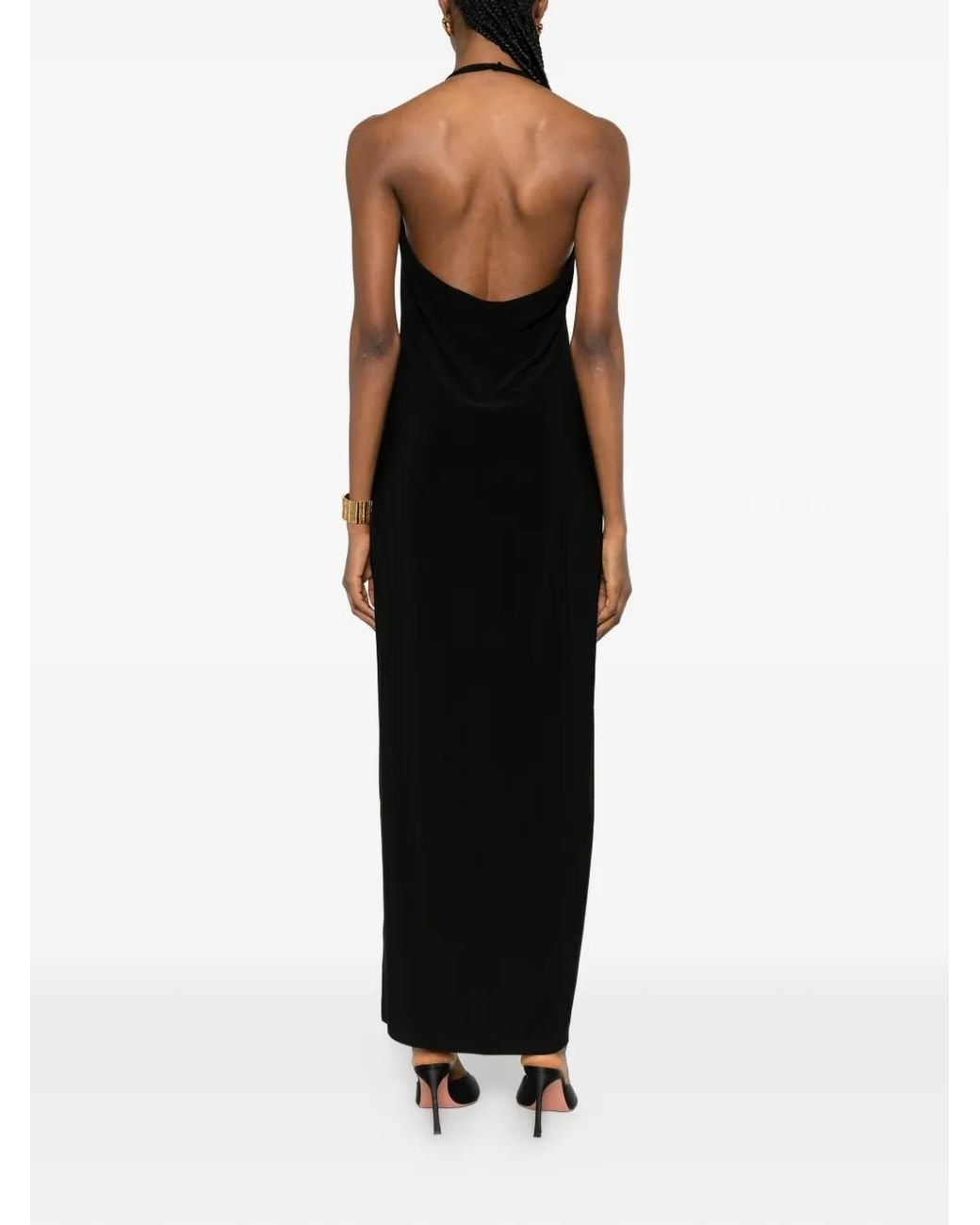 Norma Kamali Black Side Slit Long Dress