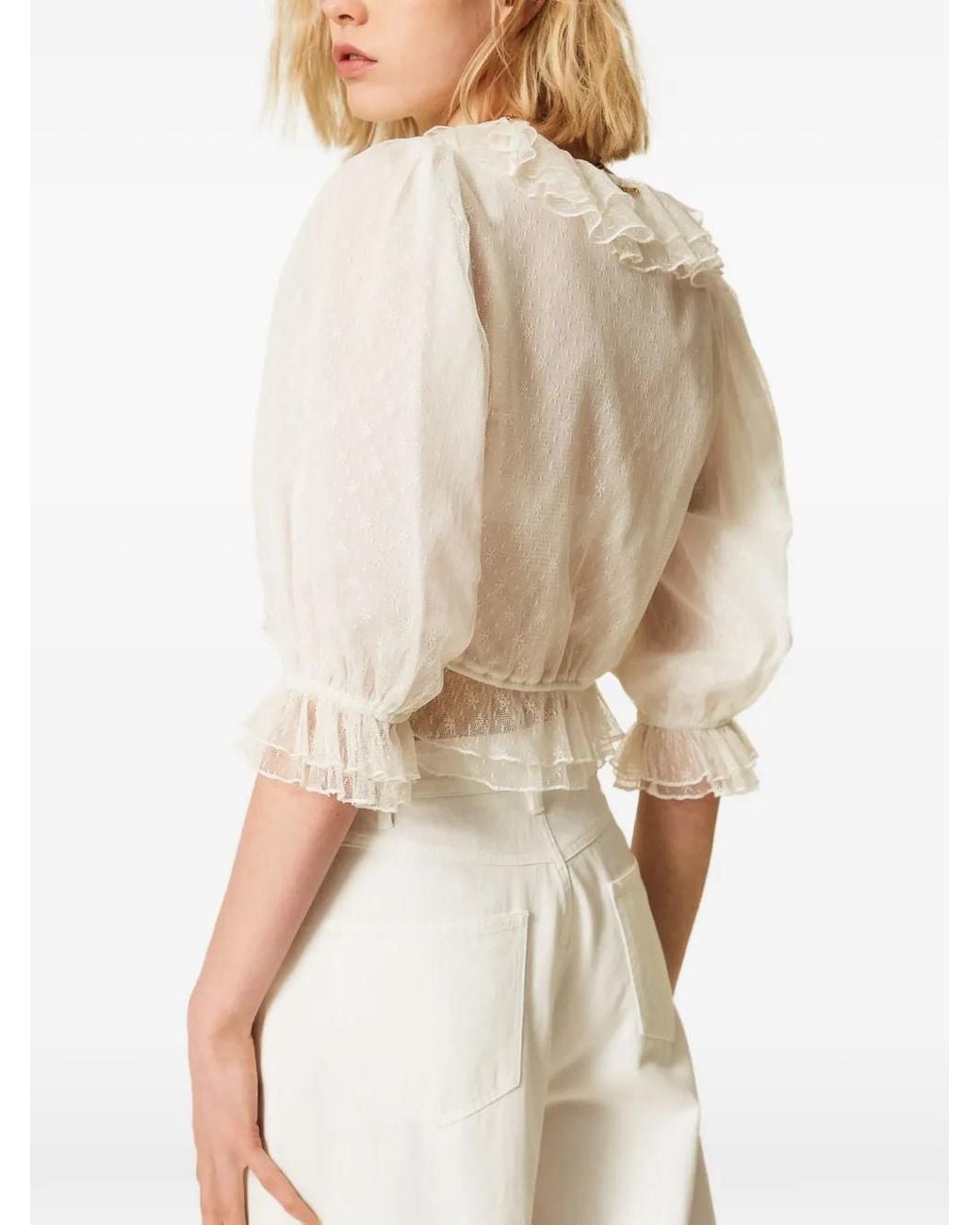 Twinset Natural Floral Tulle Shirt