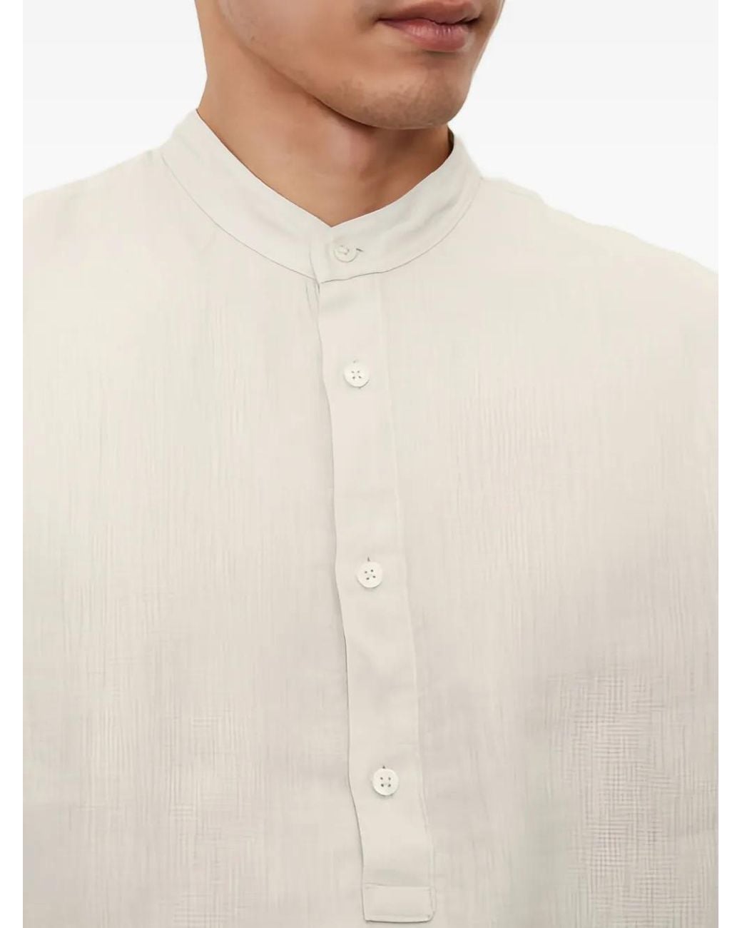 Marc O' Polo White Band Collar Henley Shirt for men