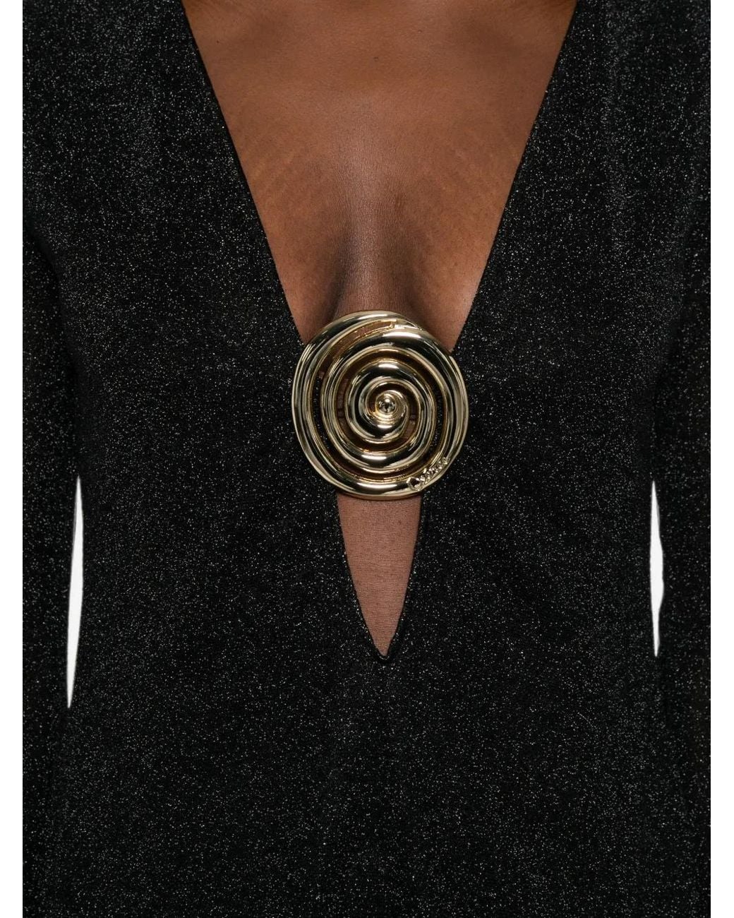 Oseree Black Dress V-Neck