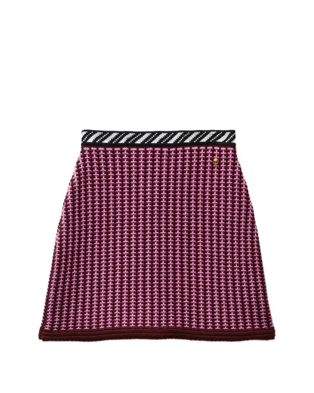 Versace Red Wool Crochet-Stitch Knit Mini Skirt