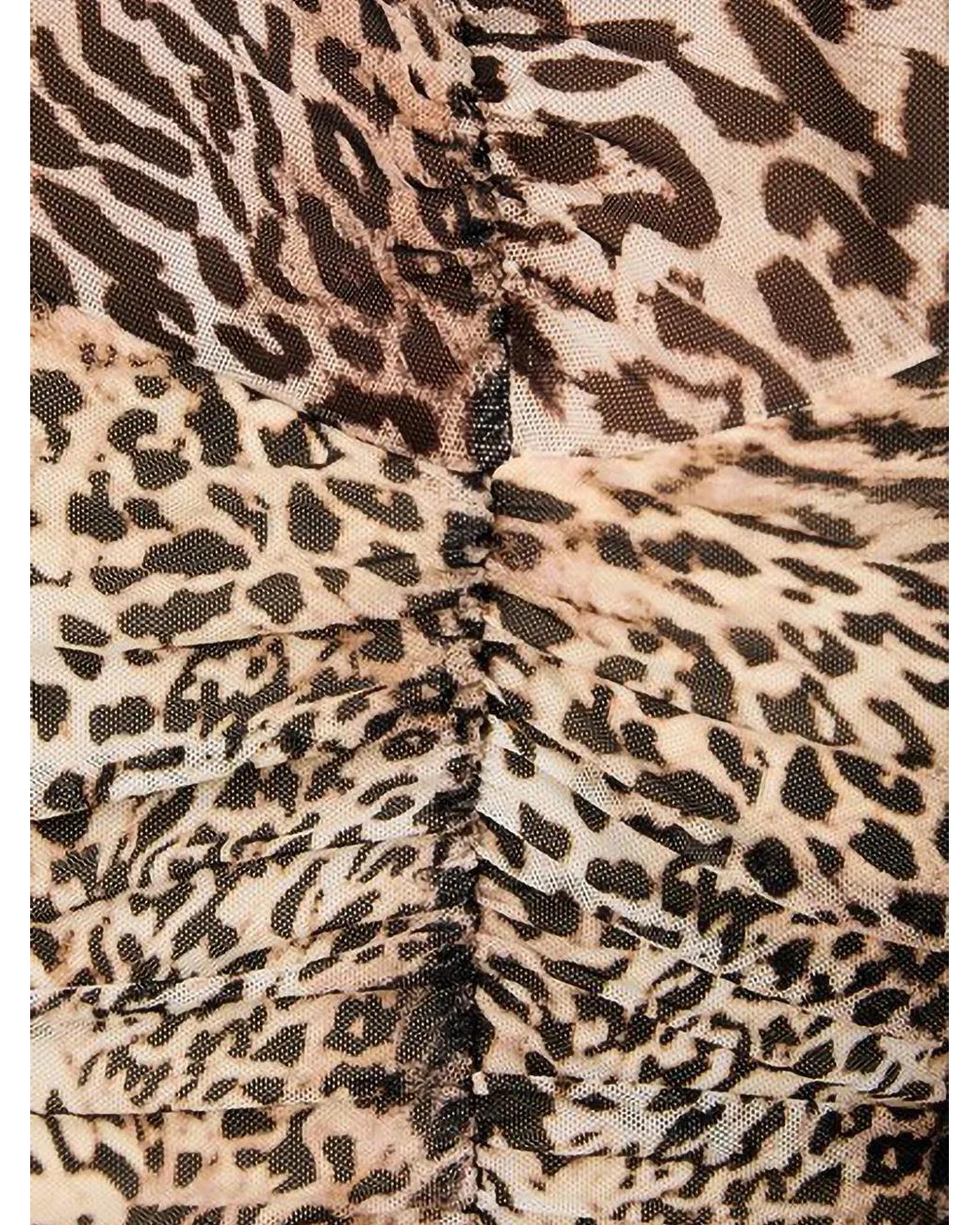Guess White Zaya Leopard-Print Ruched Mini Dress