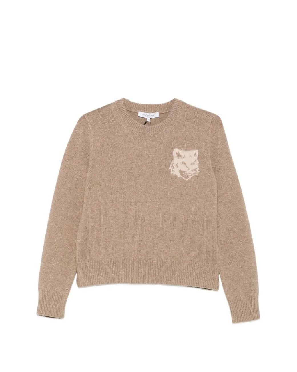 Maison Kitsuné Natural Bold Fox Intarsia-Knit Sweater