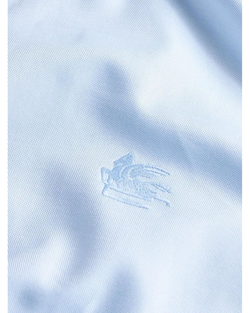 Etro Blue Pegaso Button-Up Shirt for men