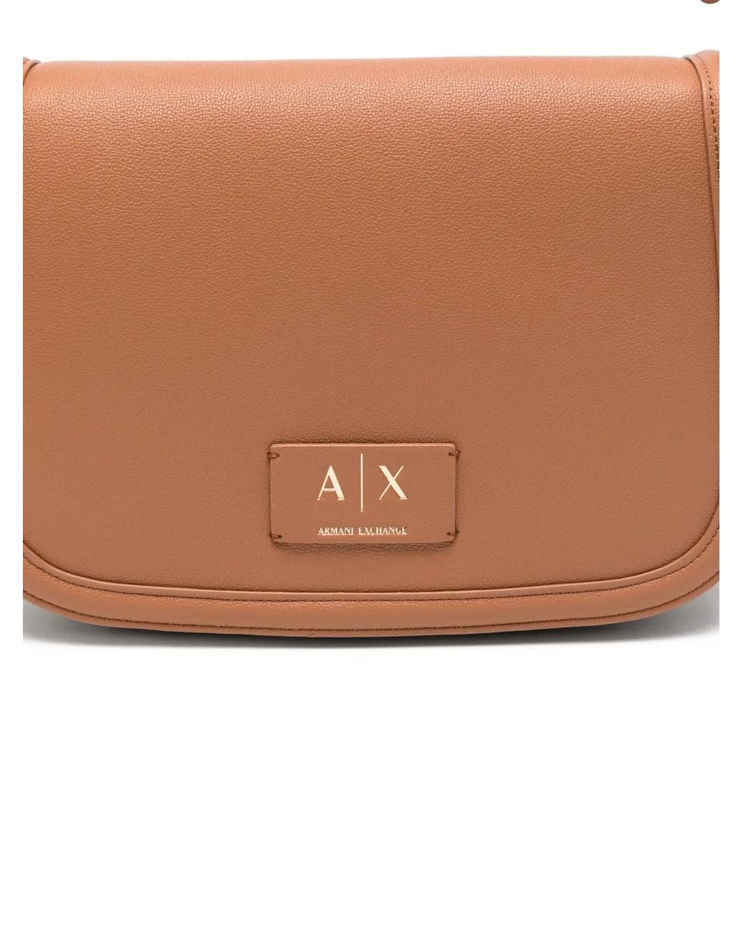 ARMANI EXCHANGE Brown Logo-Patch Shoulder Bag