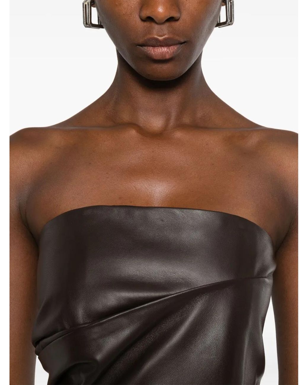 The Attico Black Strapless Draped Mini Dress