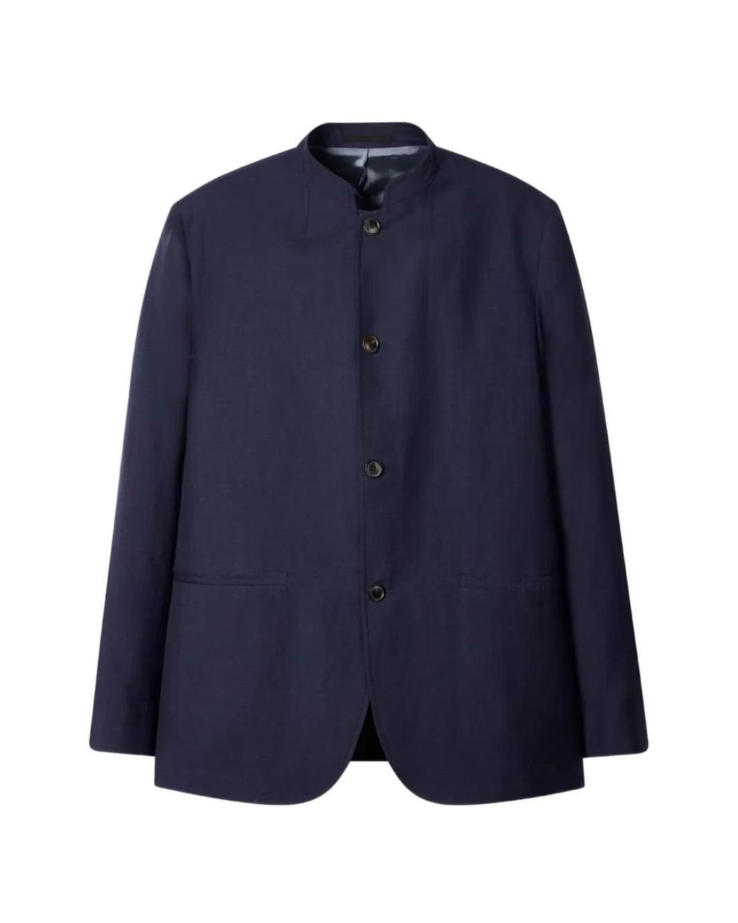 Paul Smith Blue Wool And Linen-Blend Collarless Jacket for men