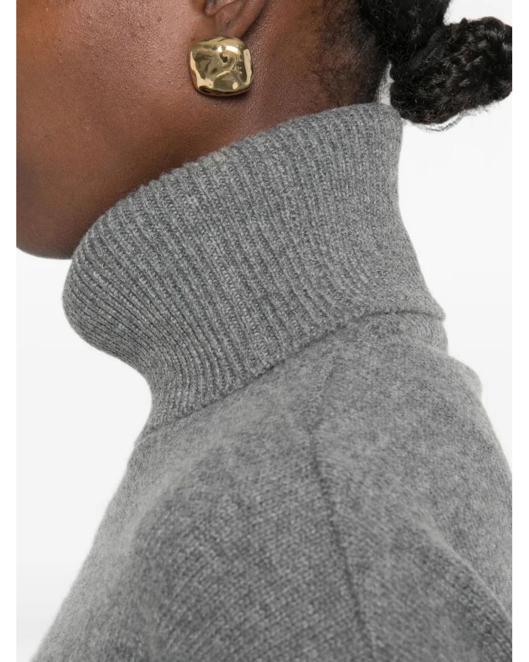 Frankie Shop Gray Gala Ribbed-Trim Sweater