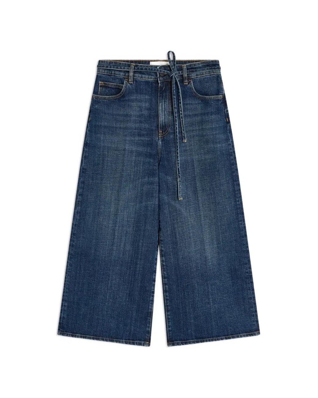 Liviana Conti Blue Tie-Fastening Wide-Leg Jeans
